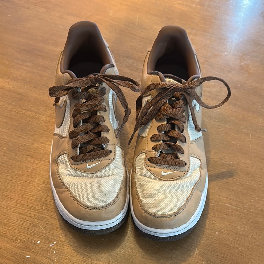 Tan and Brown Sneakers with Leather Accents